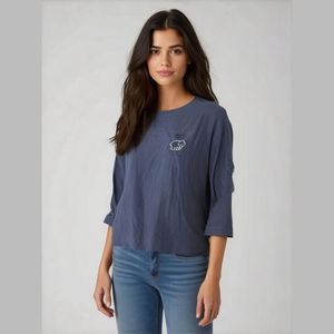 Ivory Ella Paisley Elephant Long Sleeve T-Shirt - Blue - Medium women’s